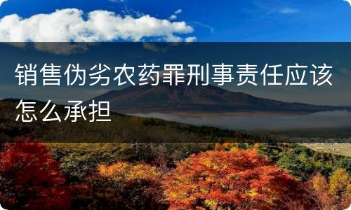 销售伪劣农药罪刑事责任应该怎么承担
