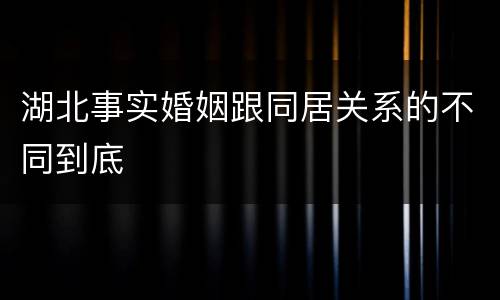 湖北事实婚姻跟同居关系的不同到底