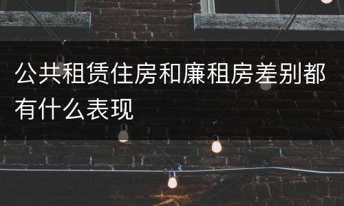 公共租赁住房和廉租房差别都有什么表现