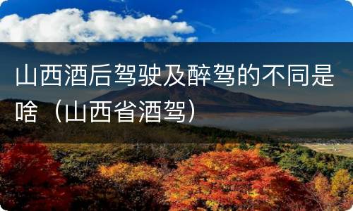 山西酒后驾驶及醉驾的不同是啥（山西省酒驾）