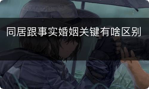 同居跟事实婚姻关键有啥区别