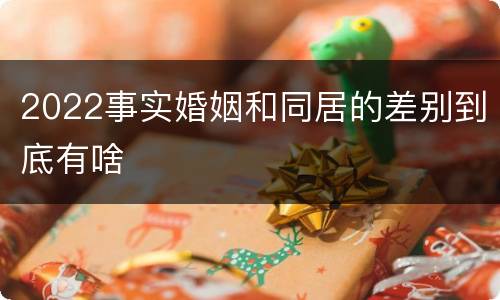 2022事实婚姻和同居的差别到底有啥