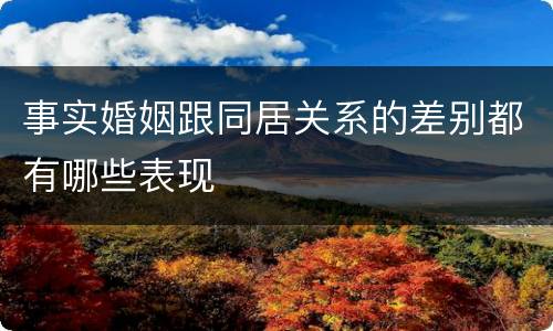 事实婚姻跟同居关系的差别都有哪些表现