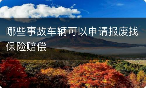 哪些事故车辆可以申请报废找保险赔偿