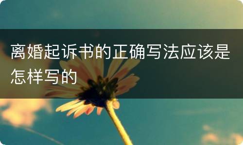 离婚起诉书的正确写法应该是怎样写的