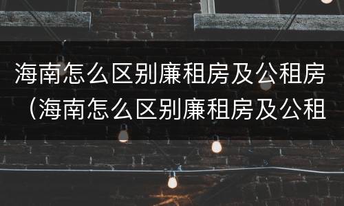 海南怎么区别廉租房及公租房（海南怎么区别廉租房及公租房呢）