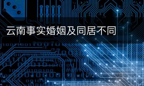 云南事实婚姻及同居不同