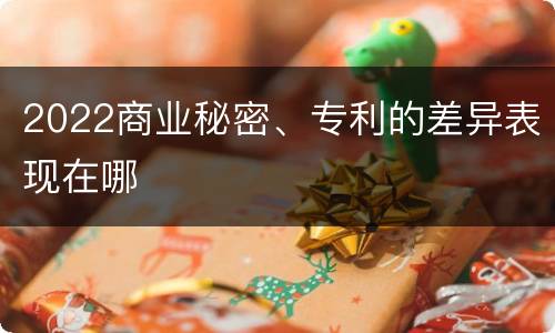 2022商业秘密、专利的差异表现在哪