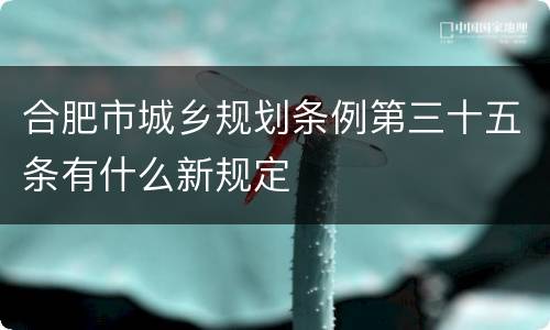 合肥市城乡规划条例第三十五条有什么新规定