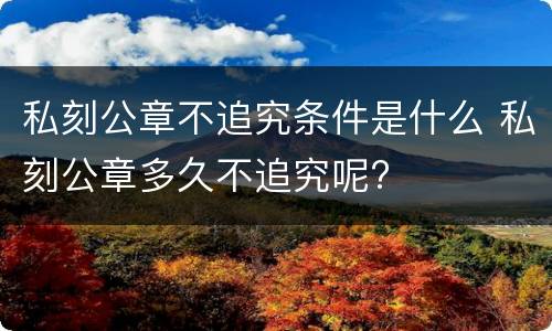 私刻公章不追究条件是什么 私刻公章多久不追究呢?