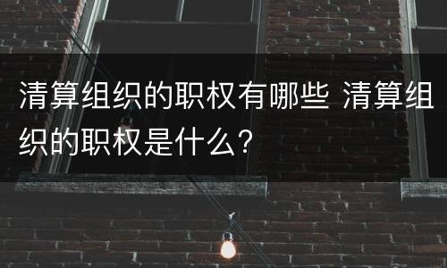 清算组织的职权有哪些 清算组织的职权是什么?
