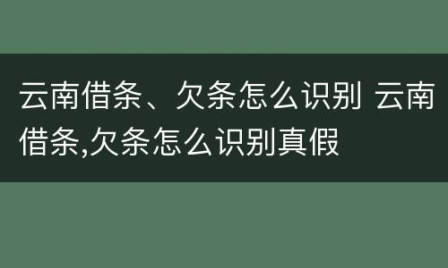 云南借条、欠条怎么识别 云南借条,欠条怎么识别真假