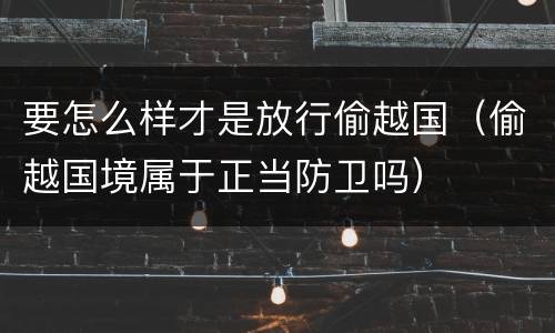 要怎么样才是放行偷越国（偷越国境属于正当防卫吗）