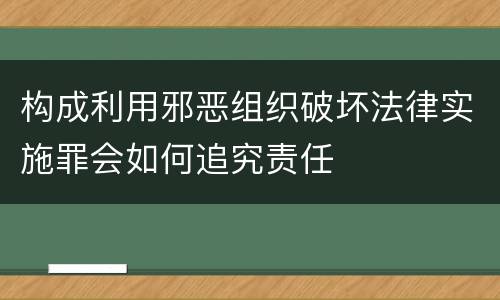 构成利用邪恶组织破坏法律实施罪会如何追究责任