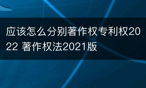 应该怎么分别著作权专利权2022 著作权法2021版