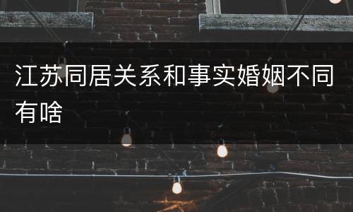 江苏同居关系和事实婚姻不同有啥
