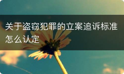 关于盗窃犯罪的立案追诉标准怎么认定