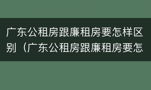 广东公租房跟廉租房要怎样区别（广东公租房跟廉租房要怎样区别图片）