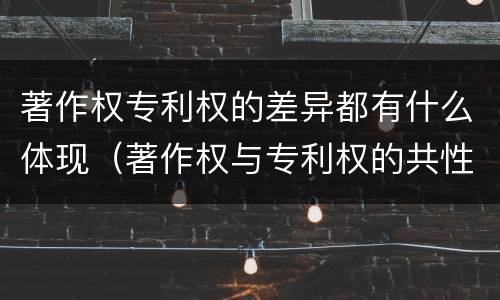 著作权专利权的差异都有什么体现（著作权与专利权的共性有）