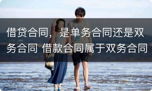 借贷合同，是单务合同还是双务合同 借款合同属于双务合同吗