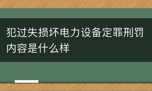 犯过失损坏电力设备定罪刑罚内容是什么样