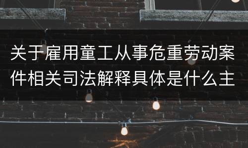 关于雇用童工从事危重劳动案件相关司法解释具体是什么主要规定