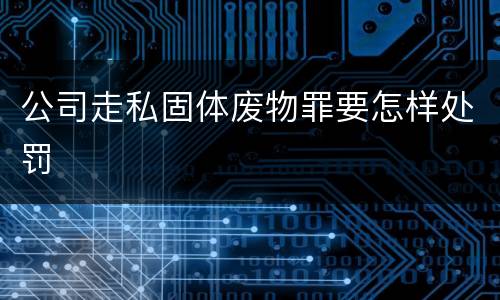 公司走私固体废物罪要怎样处罚
