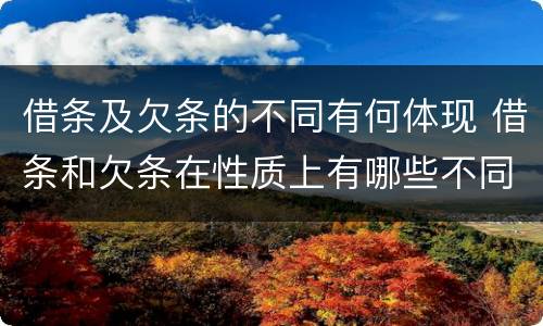 借条及欠条的不同有何体现 借条和欠条在性质上有哪些不同