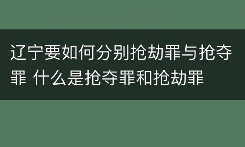 辽宁要如何分别抢劫罪与抢夺罪 什么是抢夺罪和抢劫罪