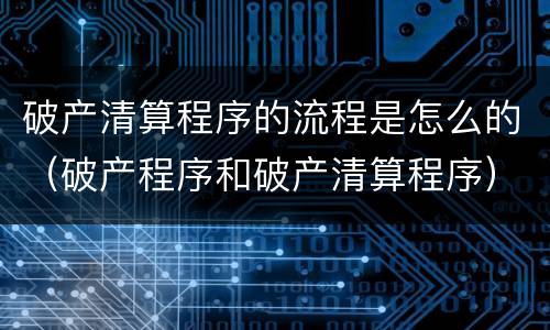 破产清算程序的流程是怎么的（破产程序和破产清算程序）