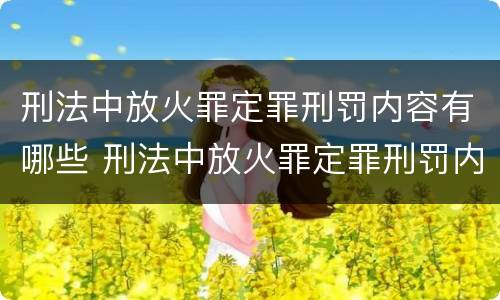 刑法中放火罪定罪刑罚内容有哪些 刑法中放火罪定罪刑罚内容有哪些呢