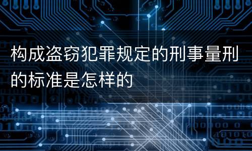 构成盗窃犯罪规定的刑事量刑的标准是怎样的