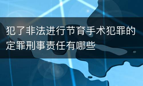 犯了非法进行节育手术犯罪的定罪刑事责任有哪些