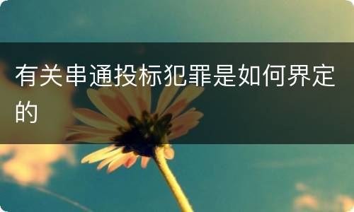 有关串通投标犯罪是如何界定的