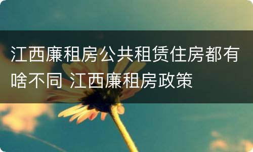 江西廉租房公共租赁住房都有啥不同 江西廉租房政策
