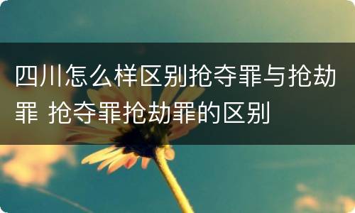 四川怎么样区别抢夺罪与抢劫罪 抢夺罪抢劫罪的区别