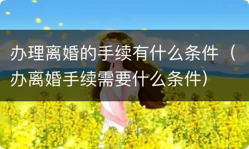 办理离婚的手续有什么条件（办离婚手续需要什么条件）