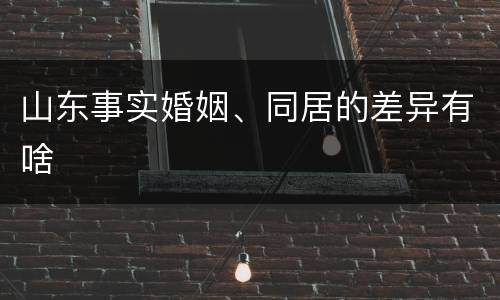 山东事实婚姻、同居的差异有啥