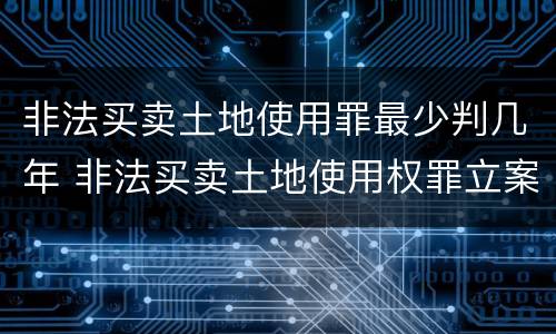 非法买卖土地使用罪最少判几年 非法买卖土地使用权罪立案标准