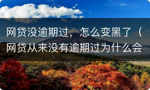 网贷没逾期过，怎么变黑了（网贷从来没有逾期过为什么会上黑名单）