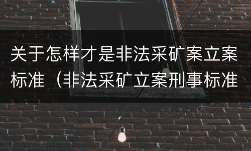 关于怎样才是非法采矿案立案标准（非法采矿立案刑事标准是什么）