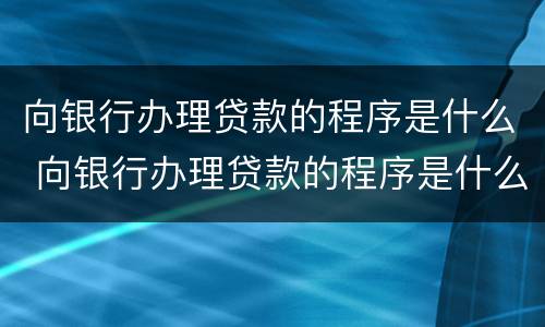 向银行办理贷款的程序是什么 向银行办理贷款的程序是什么呢