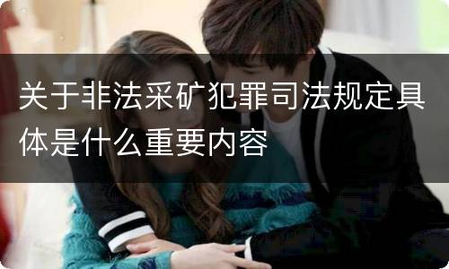 关于非法采矿犯罪司法规定具体是什么重要内容
