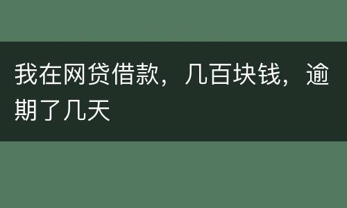 我在网贷借款，几百块钱，逾期了几天