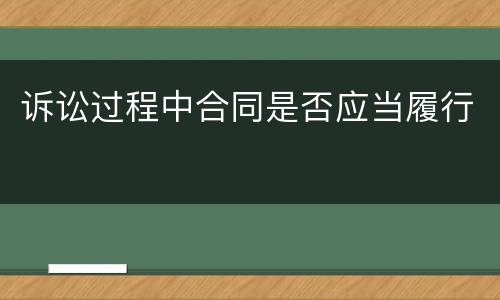 诉讼过程中合同是否应当履行