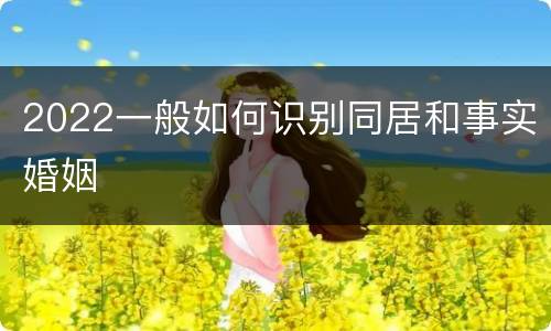 2022一般如何识别同居和事实婚姻
