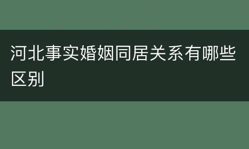 河北事实婚姻同居关系有哪些区别