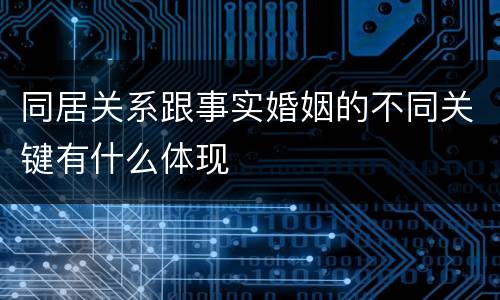 同居关系跟事实婚姻的不同关键有什么体现