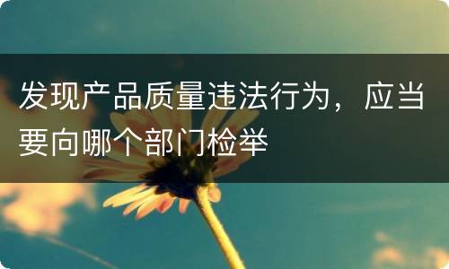 发现产品质量违法行为，应当要向哪个部门检举