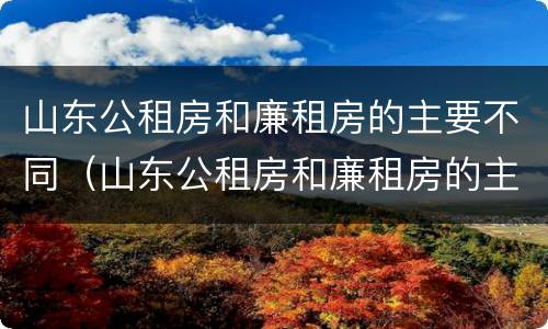 山东公租房和廉租房的主要不同（山东公租房和廉租房的主要不同点）